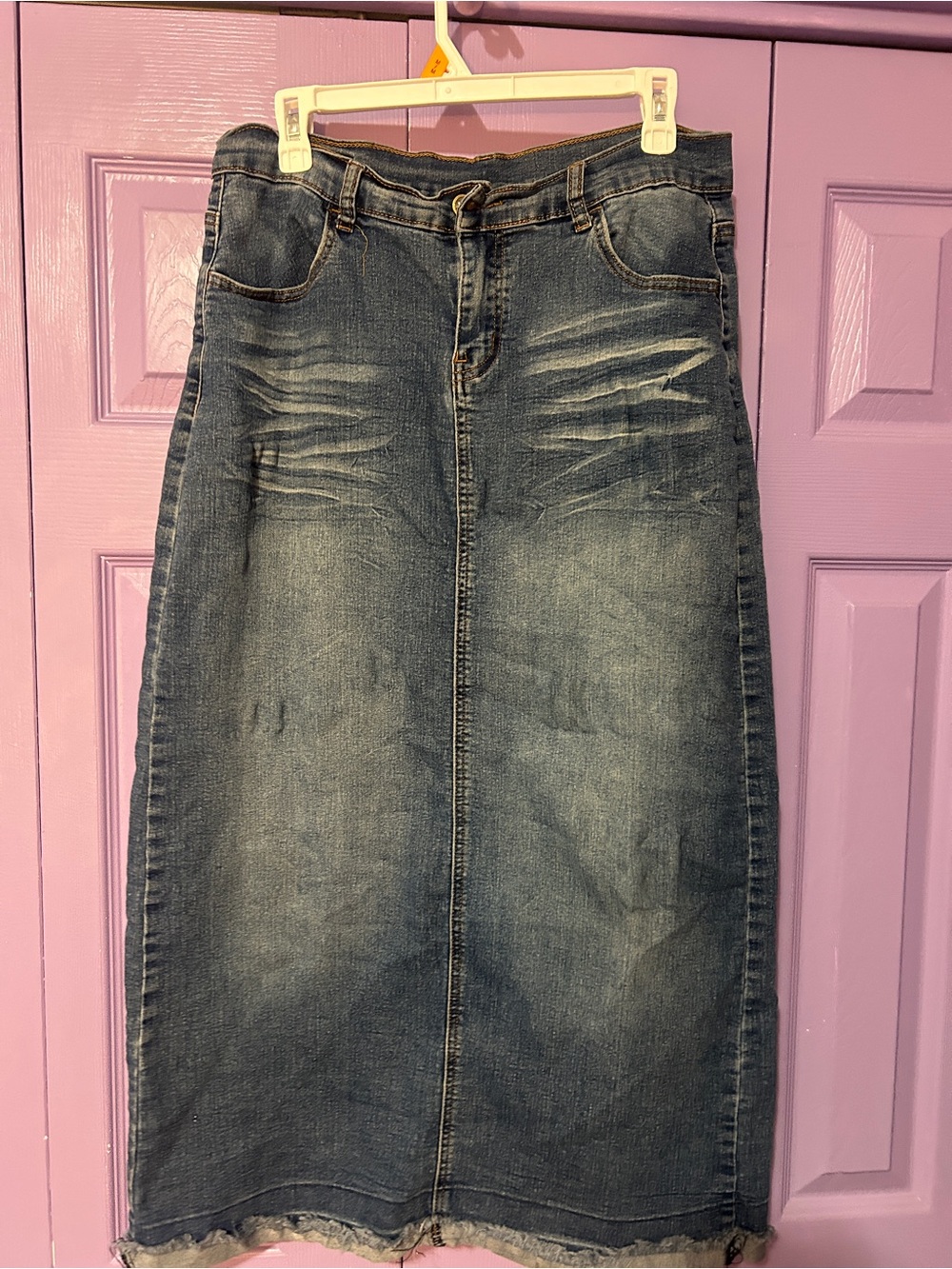 Women’s Dark Blue Denim Long Skirt - Classic High-Rise Style